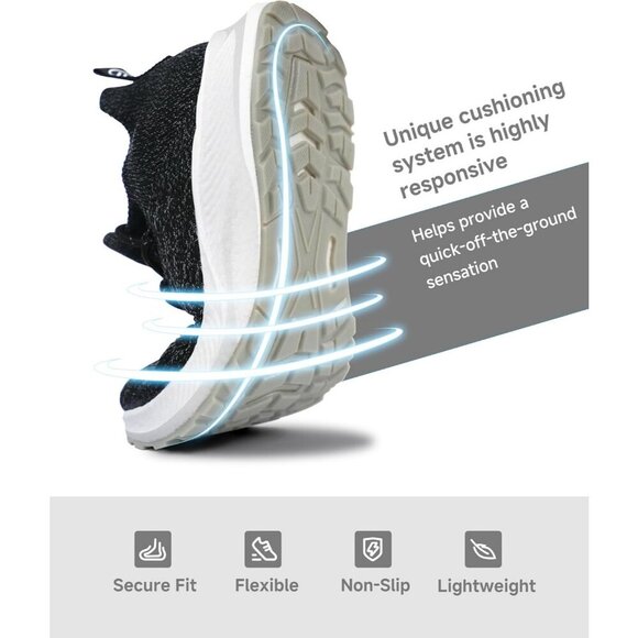 Mens Running Shoes Walking Sneakers Sports Fashion Casual Black Mesh Footwear - Picture 3 of 7